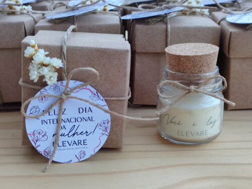 Brinde Corporativo Personalizado Vela Aromática 40g com Flor