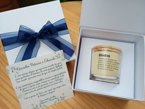 Caixa Convite de Padrinhos Vela Aromática 220g