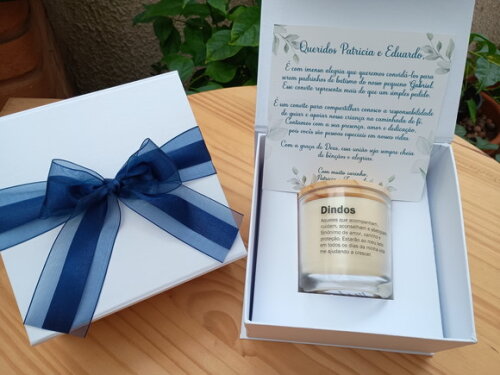 Caixa Convite de Padrinhos Vela Aromática 220g