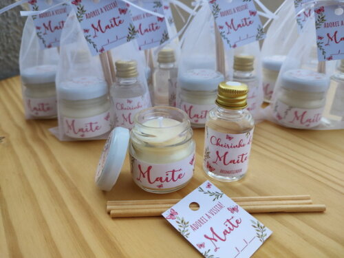 Kit Aromatizador 30ml e Vela Aromática 40g Personalizados