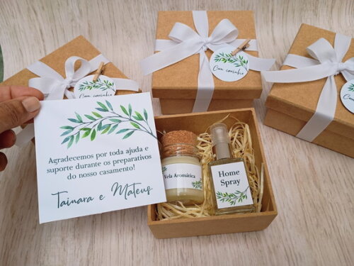Kit vela e home spray Lembrança para Padrinhos e Avós