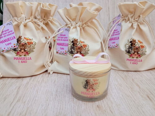 Lembrança Aniversario Vela Aromática Personalizada com Embalagem