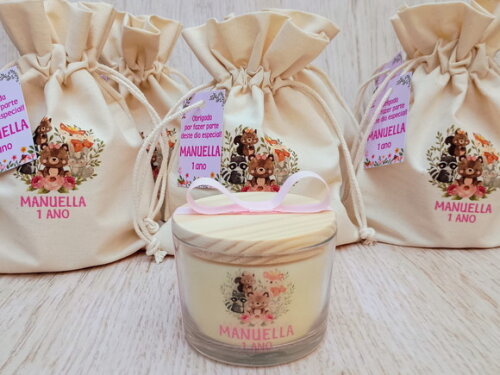 Lembrança Aniversario Vela Aromática Personalizada com Embalage