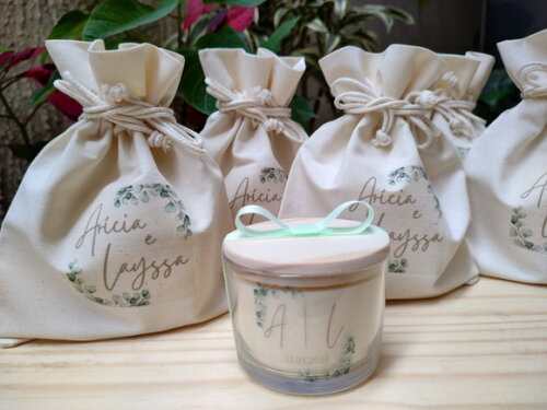 Lembrança Casamento Vela Aromática 100g e Embalagem