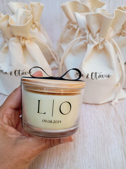 Lembrança Casamento Vela Aromática 100g e Embalagem