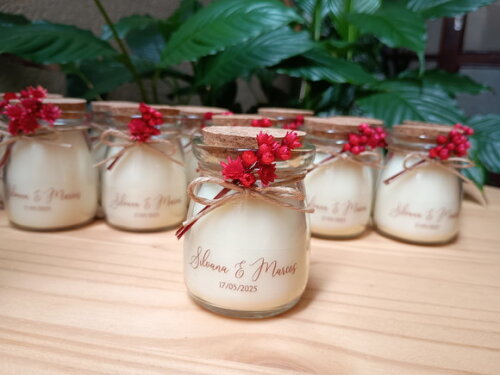 Lembrança Casamento Vela Aromática com Mini Buque