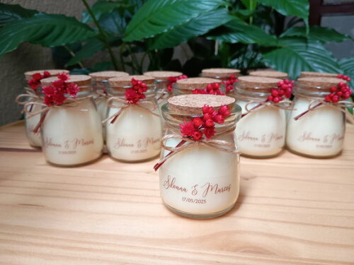 Lembrança Casamento Vela Aromática com Mini Buque