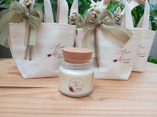 Lembrança de Aniversário Vela Aromática 100g com Mini Ecobag