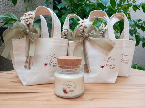 Lembrança de Aniversário Vela Aromática 100g com Mini Ecobag