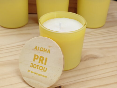 Lembrança Personalizada Vela Aromática 220g Vidro Colorido