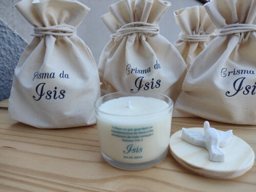 Lembrança Vela Aromática 100g com Aplicação na tampa e saquin