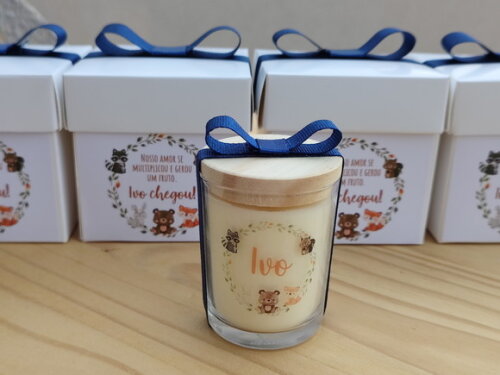 Lembrança Vela 60g Personalizada com Caixa Personalizada