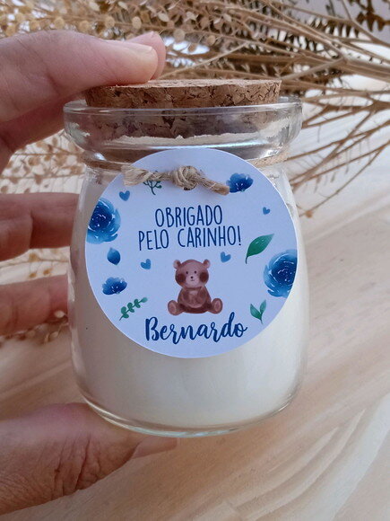Lembrancinha Vela Aromática Personalizada com Nome do Bebê
