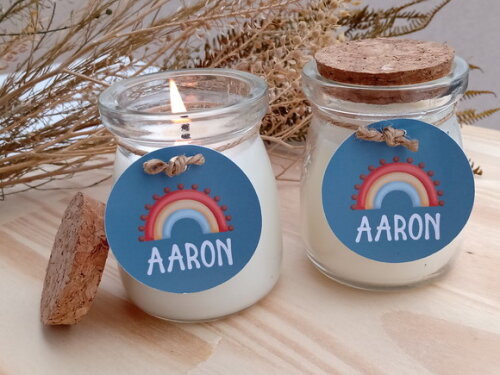 Lembrancinha Vela Aromática Personalizada com Nome do Bebê