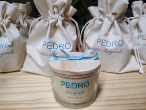 Vela Aromática 100g Personalizada Lembrança Chá de Bebê