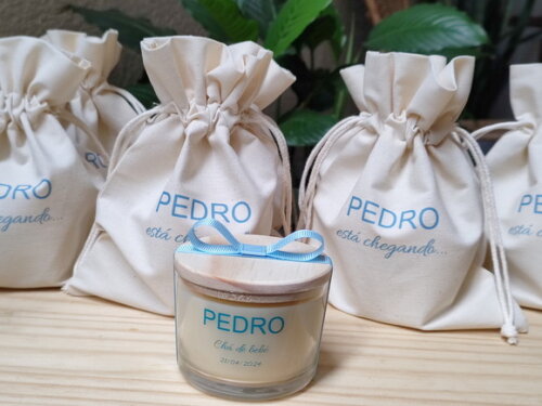 Vela Aromática 100g Personalizada Lembrança Chá de Bebê