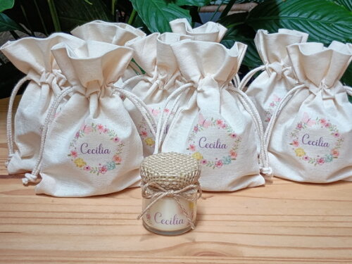 Vela Aromática 40g com Saquinho de Algodão Personalizados