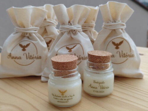 Vela Aromática 40g Personalizada com Saquinho de Algodão