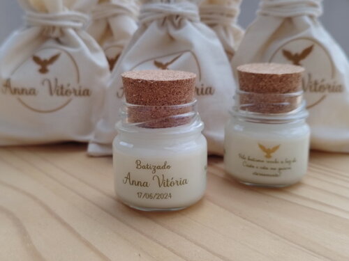 Vela Aromática 40g Personalizada com Saquinho de Algodão