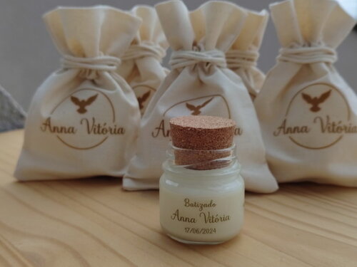 Vela Aromática 40g Personalizada com Saquinho de Algodão