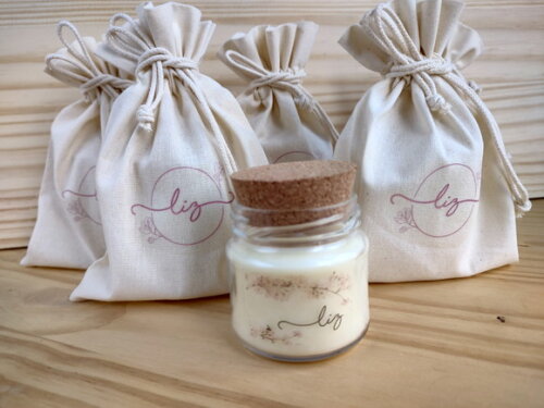 Vela Aromática de 100g com Saquinho de Algodão Personalizada