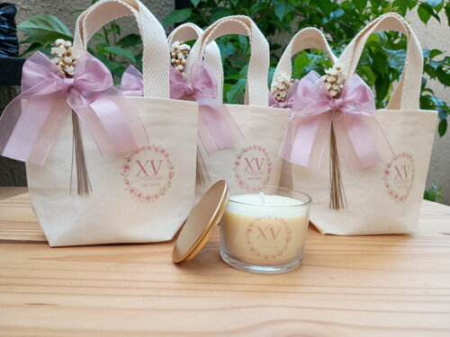 Vela Aromática e Tampa de Metal e Mini Ecobag Personalizada