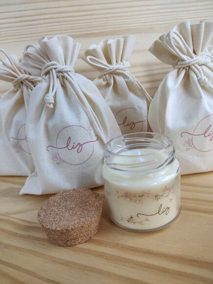 Vela Aromática de 100g com Saquinho de Algodão Personalizada