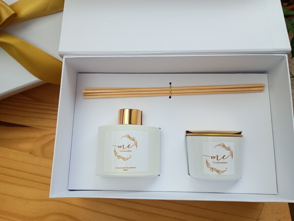 Kit Vela 100g Aromatizador de 240ml na Caixa Presente