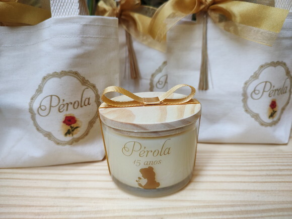 Lembrança 15 Anos Vela Aromática 100g com Mini Ecobag