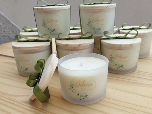 Lembrança Aniversário Vela Aromática 100g no Vidro Fosco