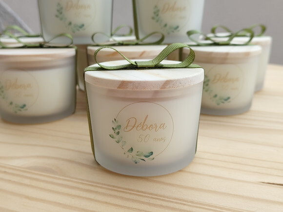 Lembrança Aniversário Vela Aromática 100g no Vidro Fosco