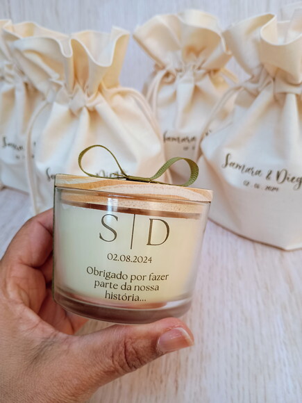 Lembrança Casamento Vela Aromática 100g com Embalagem