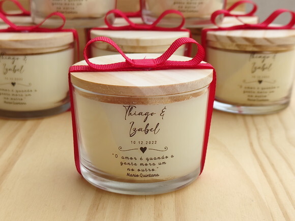 Lembrança Casamento Vela Aromática 100g Personalizada