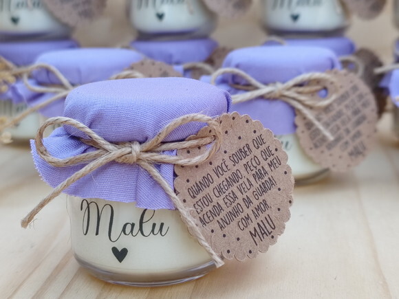 Lembrança Chá de Bebê Vela Aromática 40g Personalizada