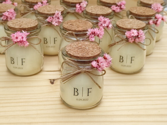 Lembrança de Casamento Vela Aromática com Mini Buque