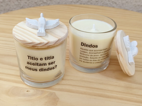 Lembrança Dindos Vela Aromática 220g Personalizada 2 Lados