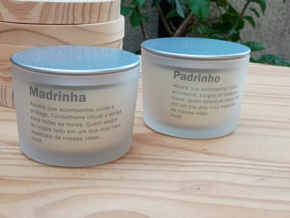 Lembrança Padrinhos Vela Aromática 100g Fosco e Tampa Metal
