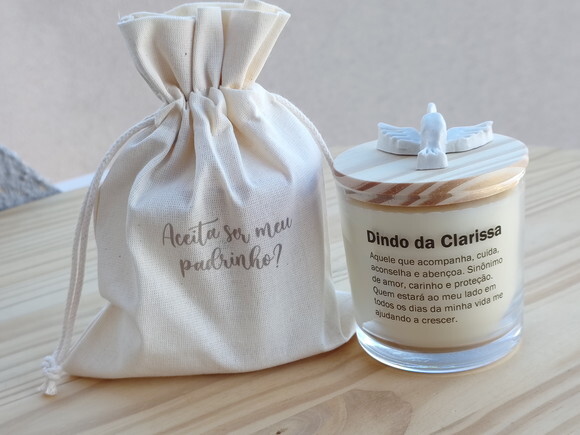 Lembrança Padrinhos Vela Aromática 220g com Embalagem