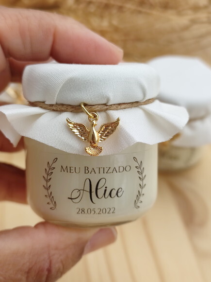 Lembrança Personalizada Mini Vela Aromática 40g com Pingente