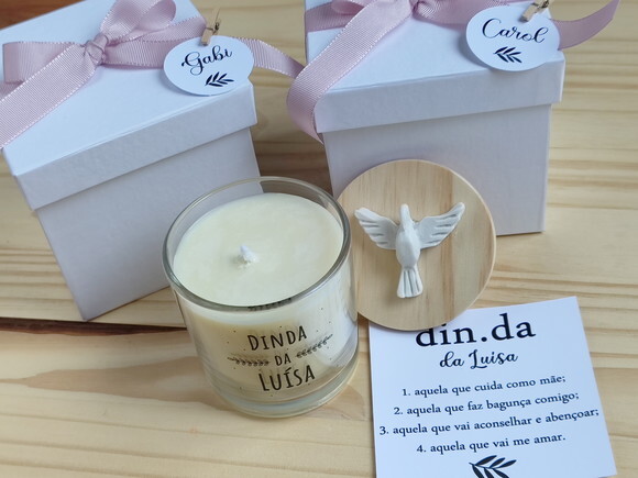Lembrança Padrinhos Vela Aromática 220g na Caixa Cartona