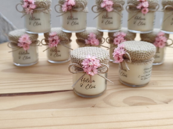 Lembrança Vela Aromática 40g com Mini Buque de Flor