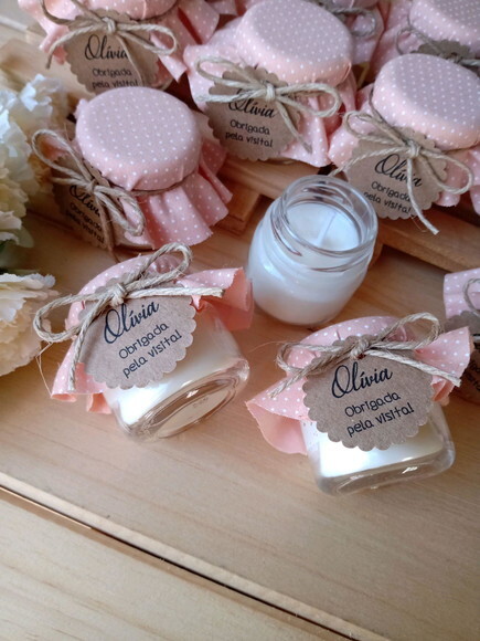 Lembrança Vela Aromática 40g com Tecido e Tag
