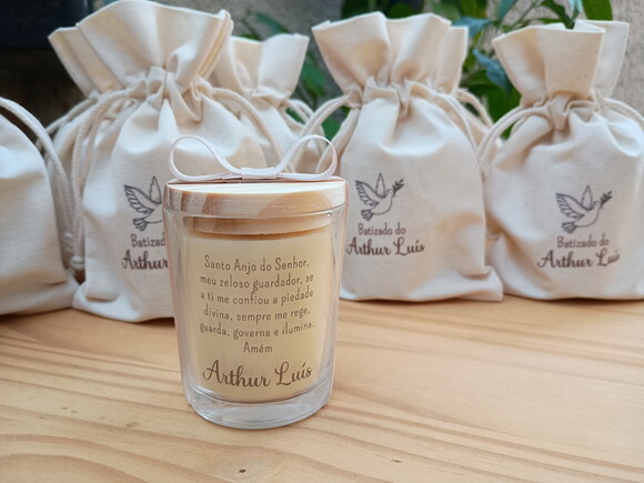 Lembrança Vela Aromática 60g  com Saquinho Personalizado