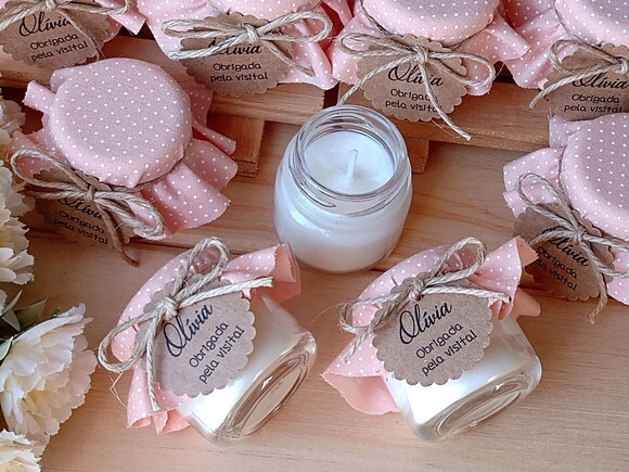 Lembrança Vela Aromática 40g com Tecido e Tag