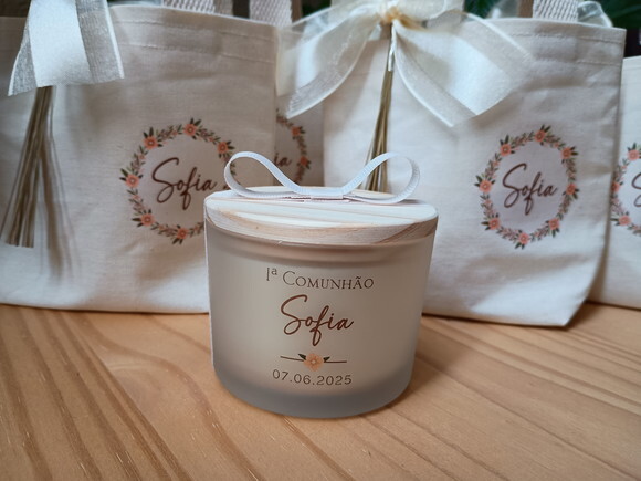 Lembrança Vela Aromática100g Fosco Mini Ecobag Personalizada