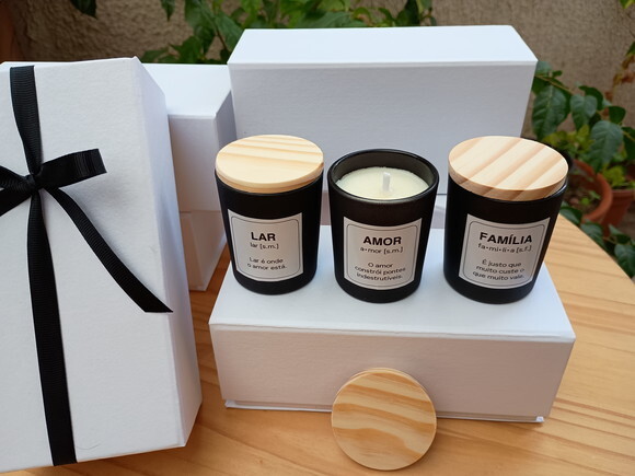Trio de Velas Aromáticas 60g com Vidro Preto