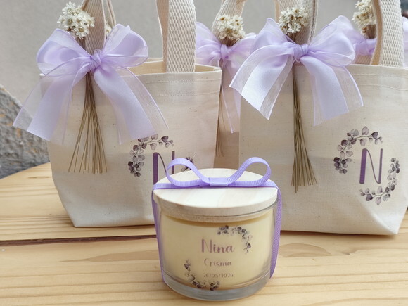 Vela Aromática 100g com Mini Ecobag Lembrança de Sacramentos