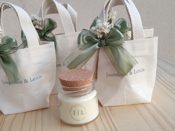 Vela Aromática 100g com Mini Ecobag Personalizada