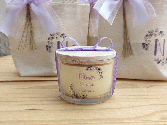 Vela Aromática 100g com Mini Ecobag Lembrança de Sacramentos