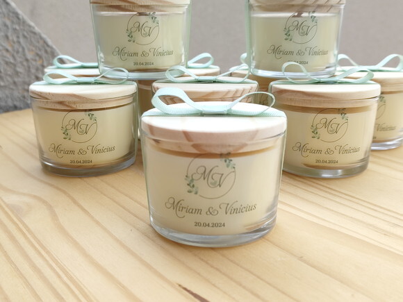 Vela Aromática 100g Lembrança Personalizada para Casamento